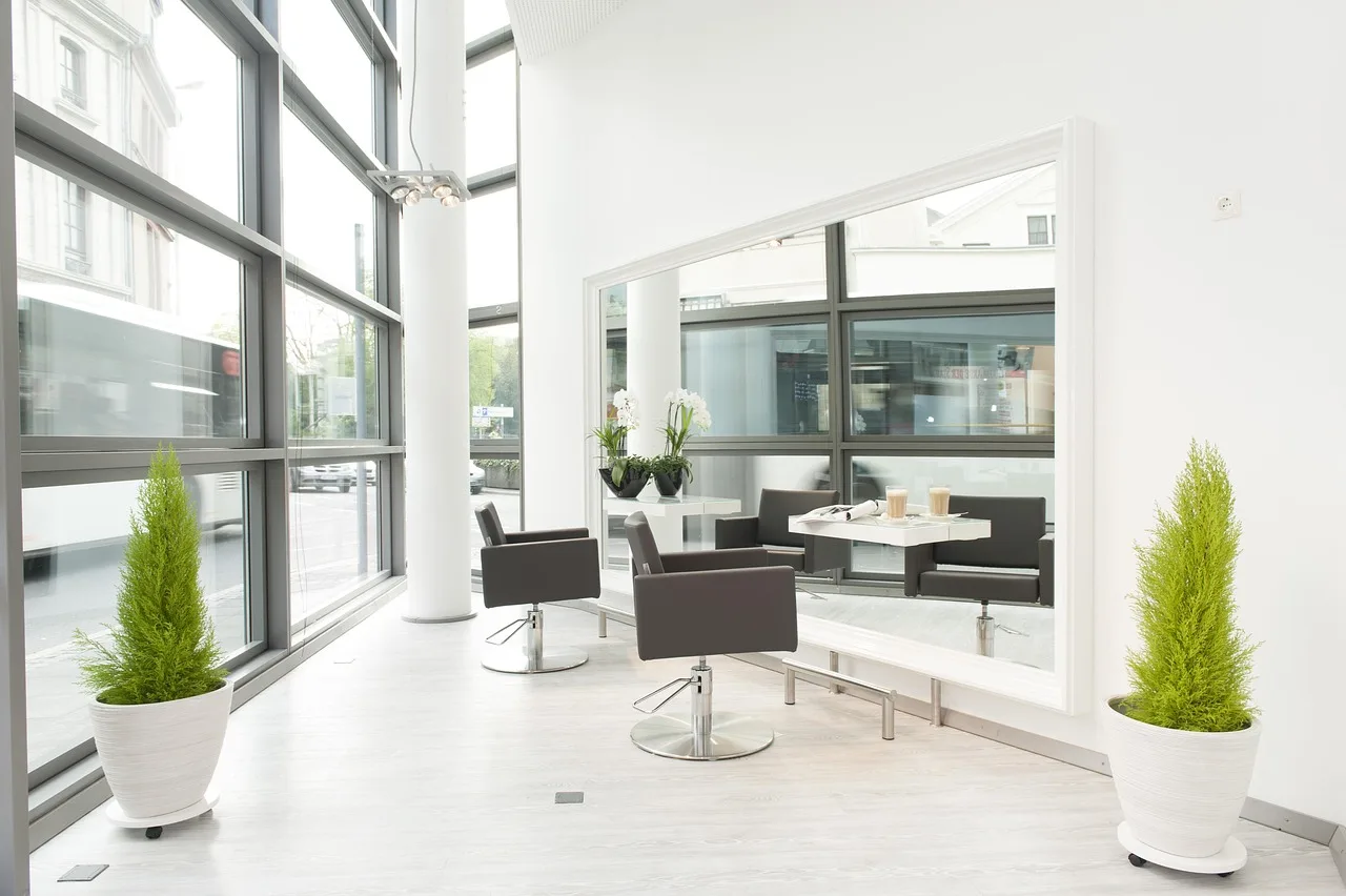 barbershop, hairdresser, business, interior, chairs, nature, mirrors, plants, windows, decoration. Barbershop Lease Negotiation: 5 Clauses to Check Before Signing